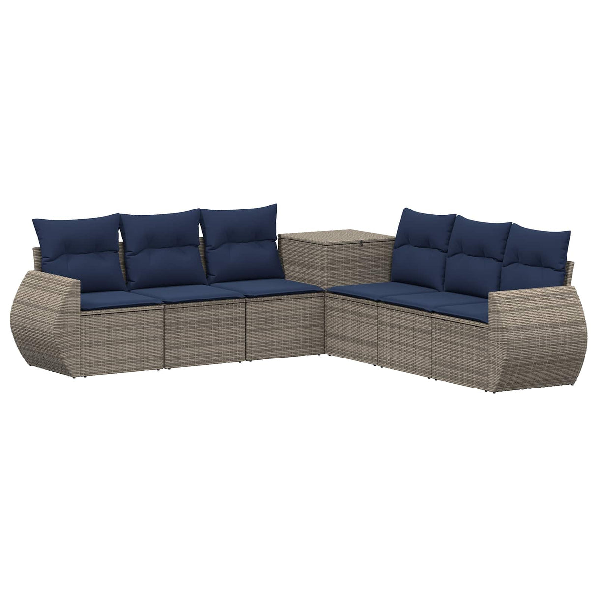 vidaXL Bankstel 7 pcs Zwart Poly Rattan en Staal