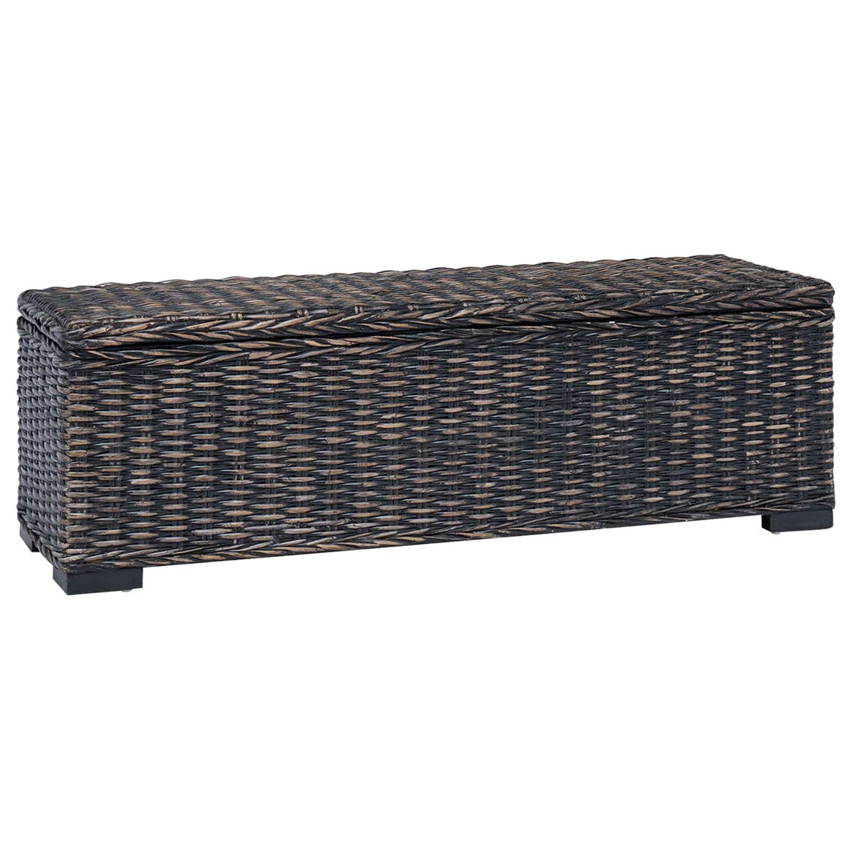 vidaXL Opbergbox 110 cm natuurlijk kubu rattan & massief mahoniehout wit