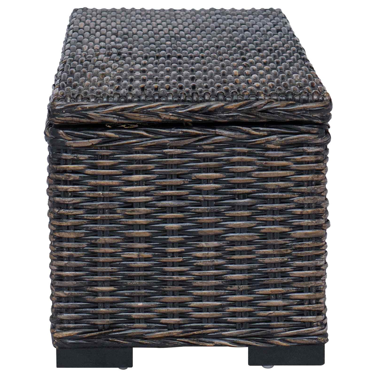 vidaXL Opbergbox 110 cm natuurlijk kubu rattan & massief mahoniehout wit
