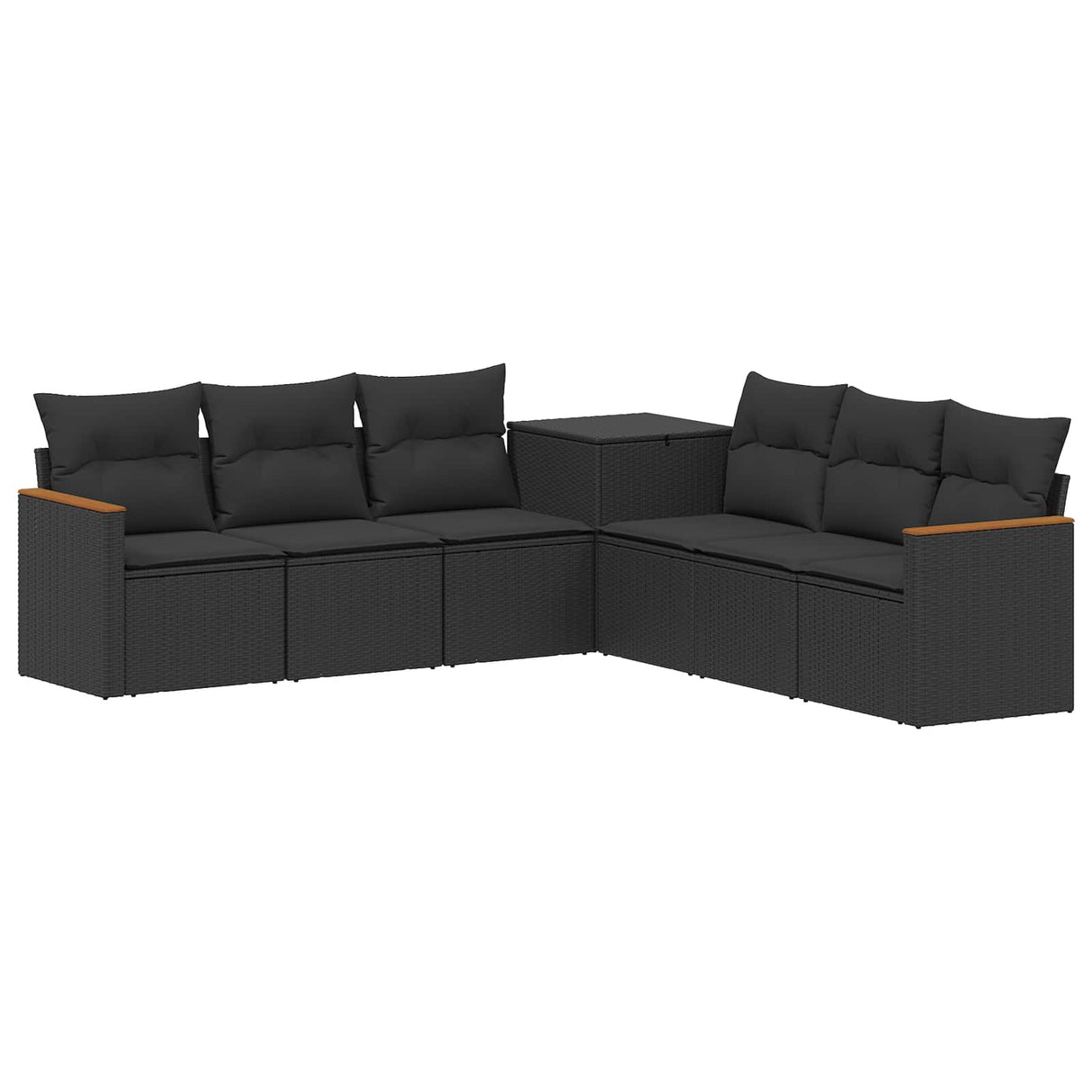 vidaXL Bankstel 7 pcs Zwart Poly Rattan en Staal