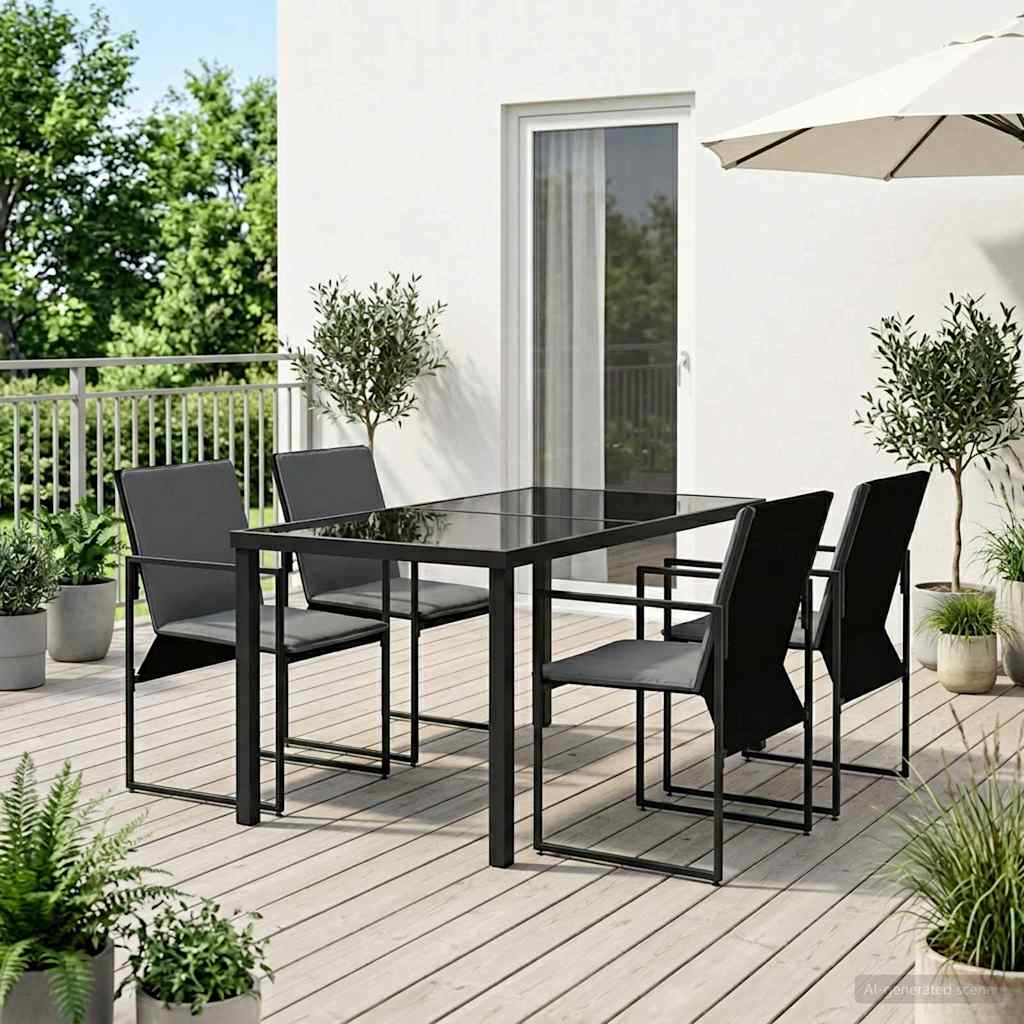 vidaXL Tuin Eettafel Set 5 pcs Zwart en Anthraciet 80 x 80 x 73 cm