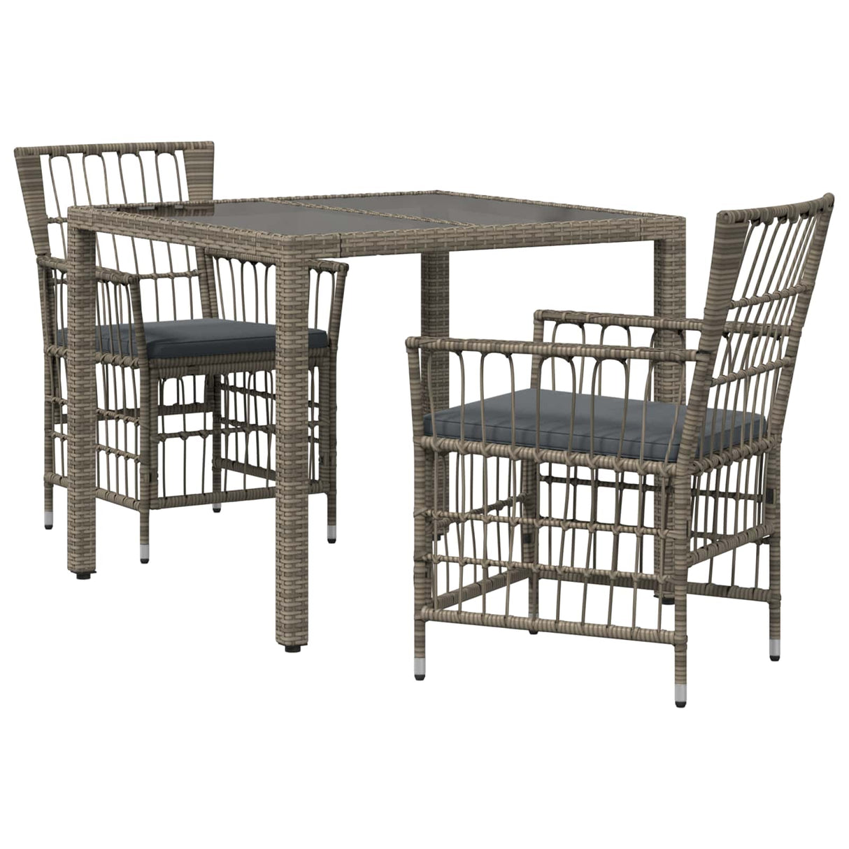 vidaXL Buiten Eettafel Set 3 st Zwart poly rattan