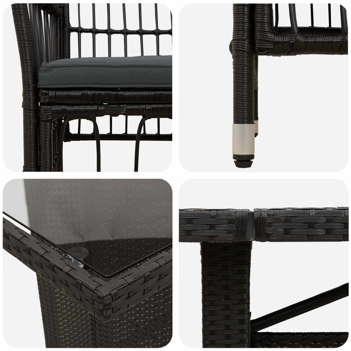 vidaXL Buiten Eettafel Set 9 st Zwart poly rattan