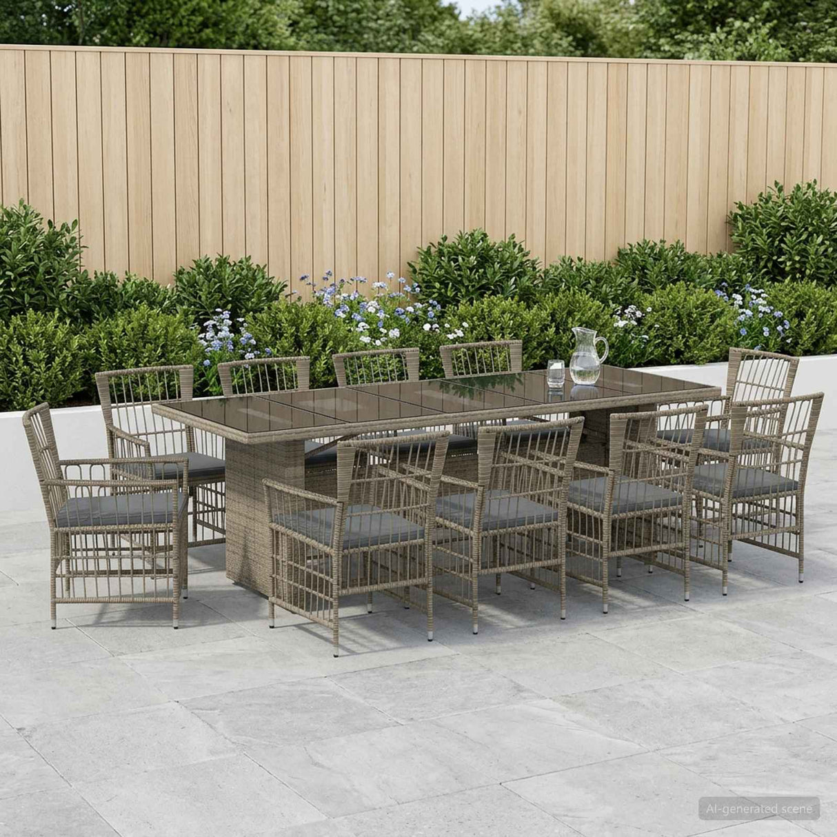 vidaXL Buiten Eettafel Set 9 st Zwart poly rattan