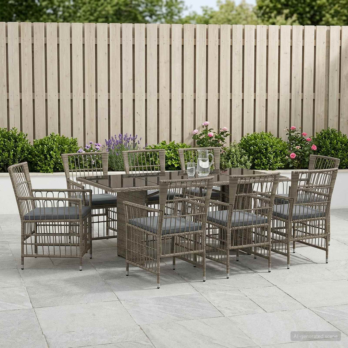 vidaXL Buiten Eettafel Set 7 st Zwart poly rattan