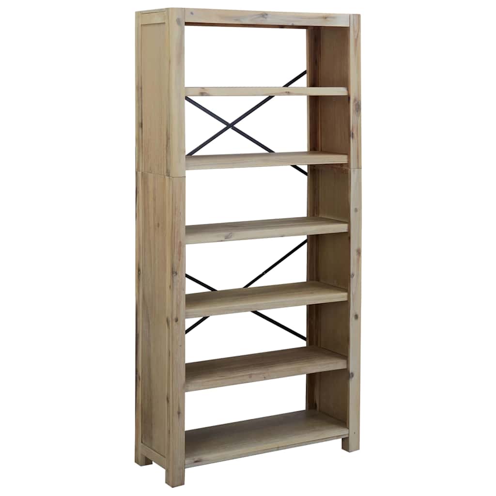 vidaXL Boekenkast met 7 schappen 80x30x200 cm massief acaciahout