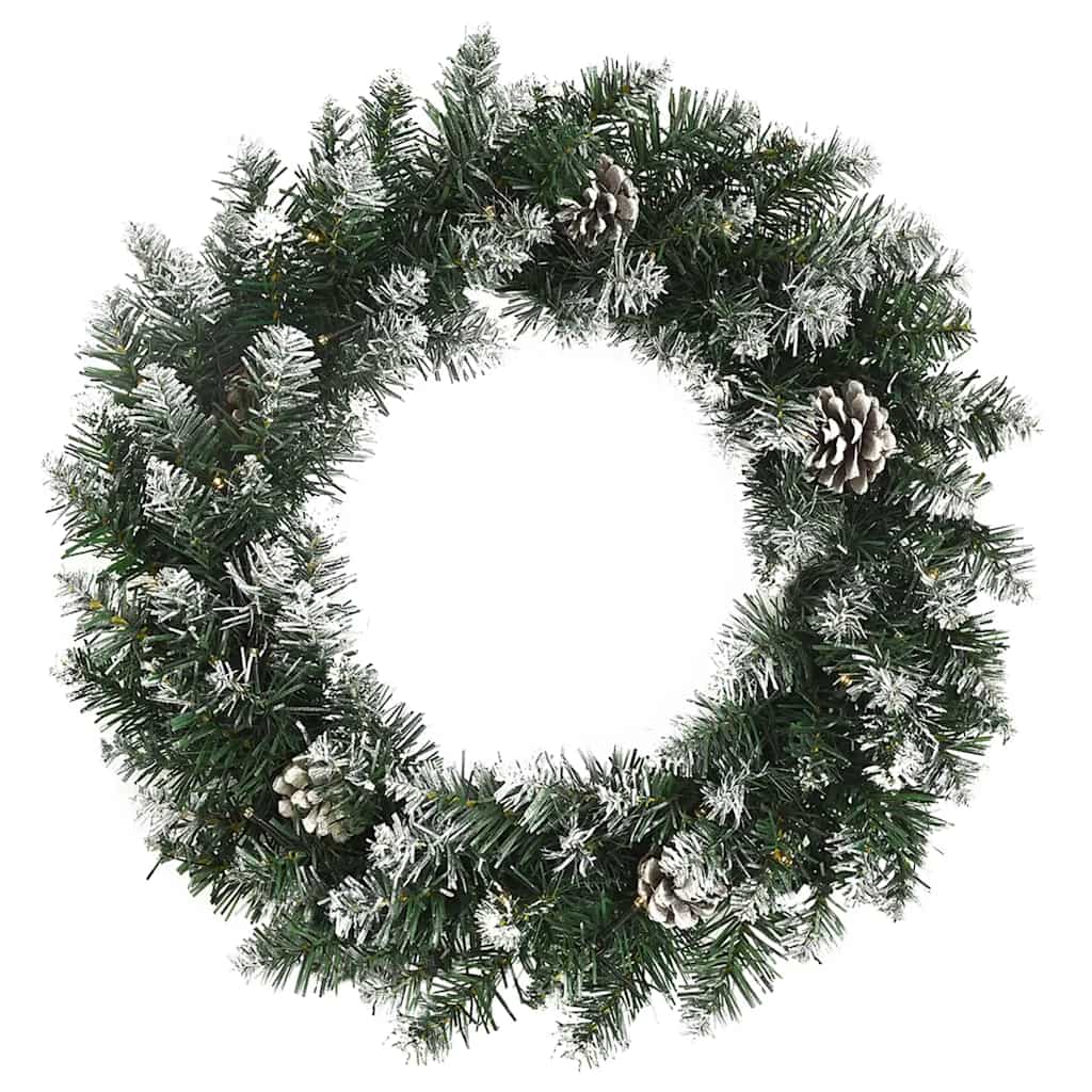 vidaXL Christmas Wreath with LED Lights 45 cm PVC Green