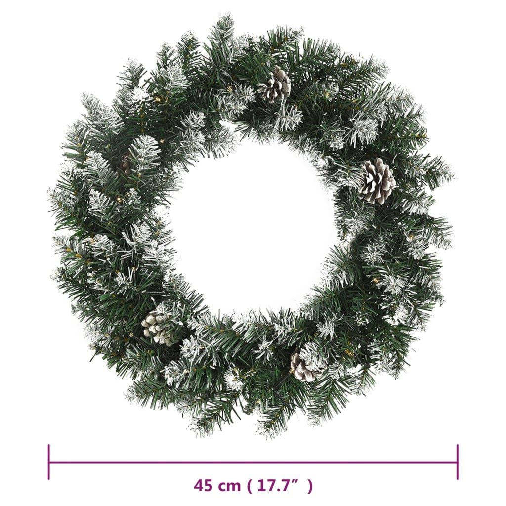 vidaXL Christmas Wreath with LED Lights 45 cm PVC Green