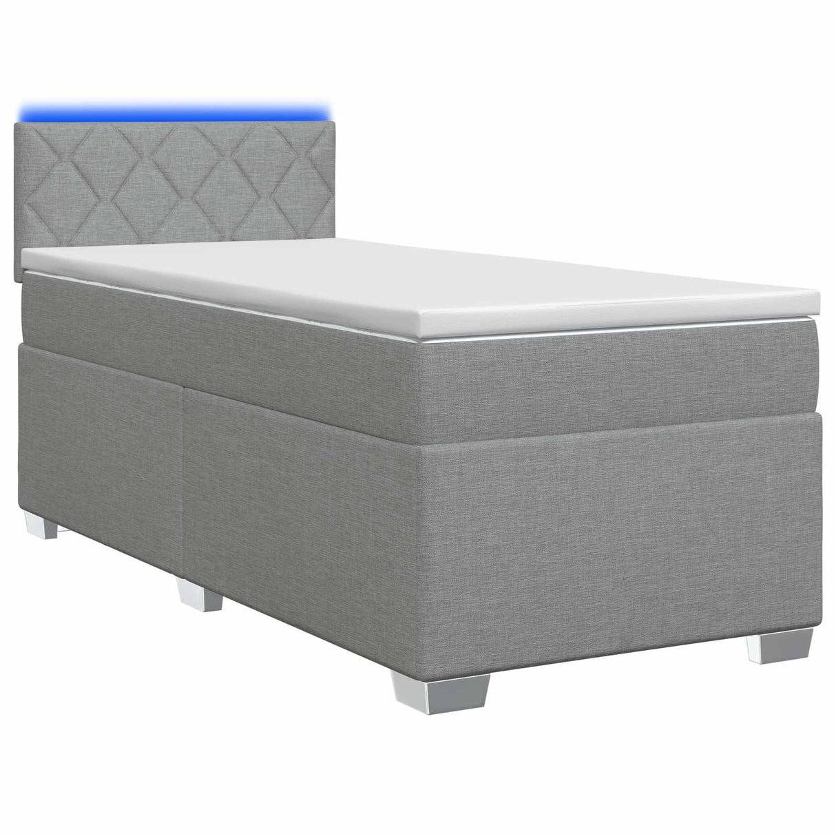 vidaXL Boxspringbed met matras en LED Lichtgrijs Enkel Stof