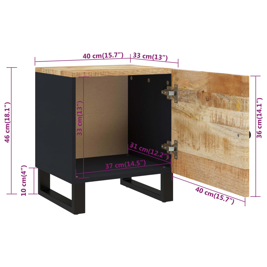 vidaXL Nachtkastje 40x33x46 cm massief mangohout