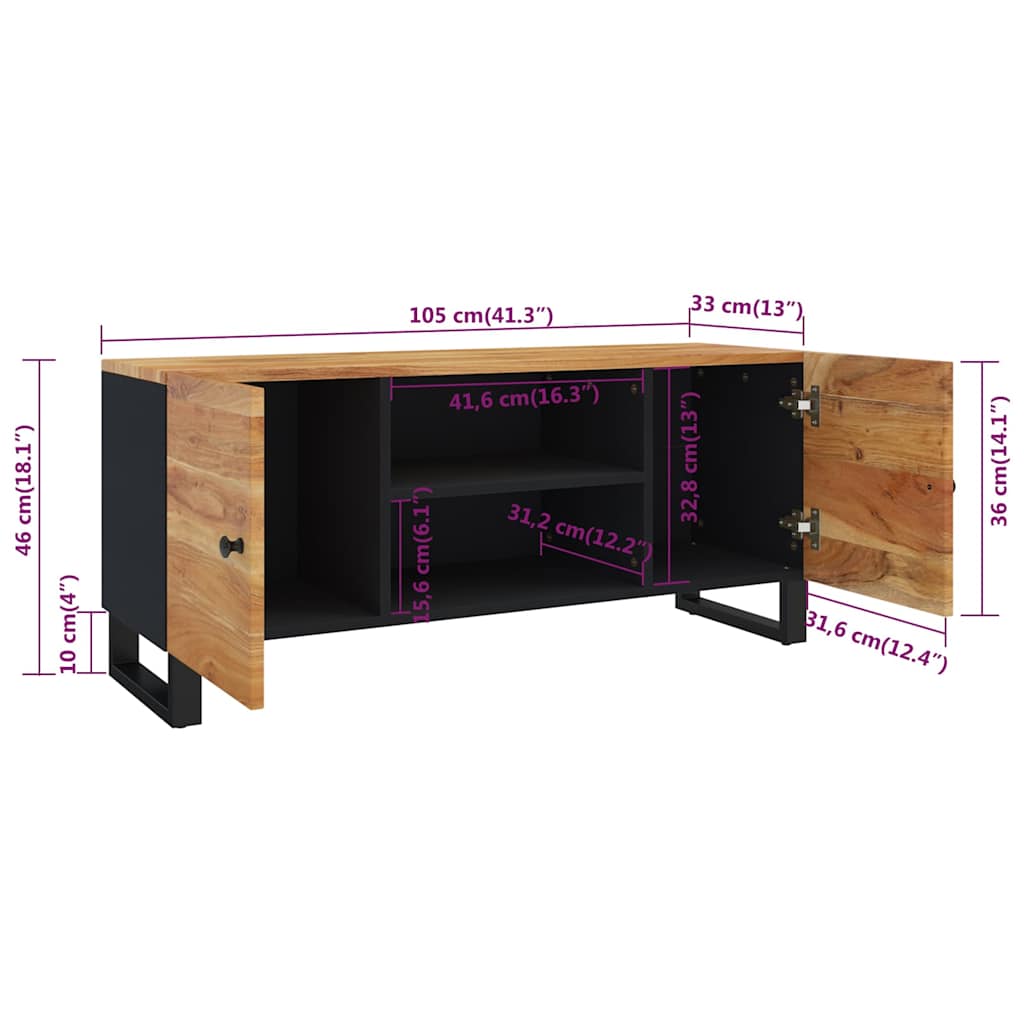 vidaXL Tv-meubel 105x33x46cm massief mangohout