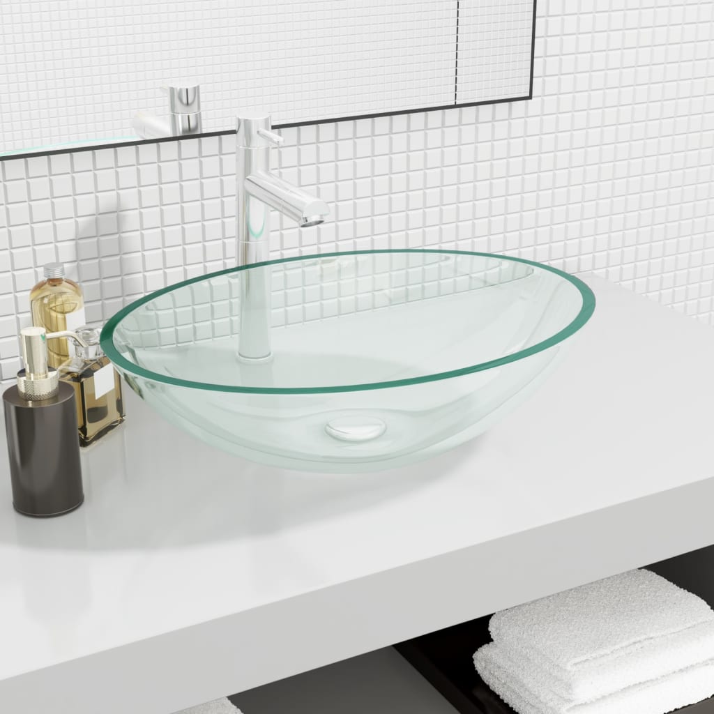 vidaXL Wash Basin 50x37x14 cm glass transparent