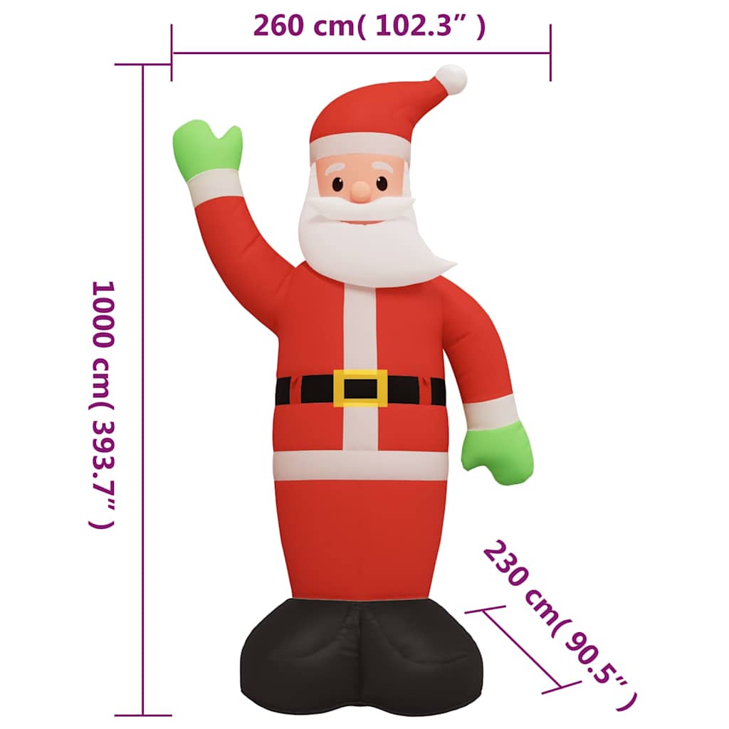 vidaXL Kerstman met LED-verlichting opblaasbaar 370 cm