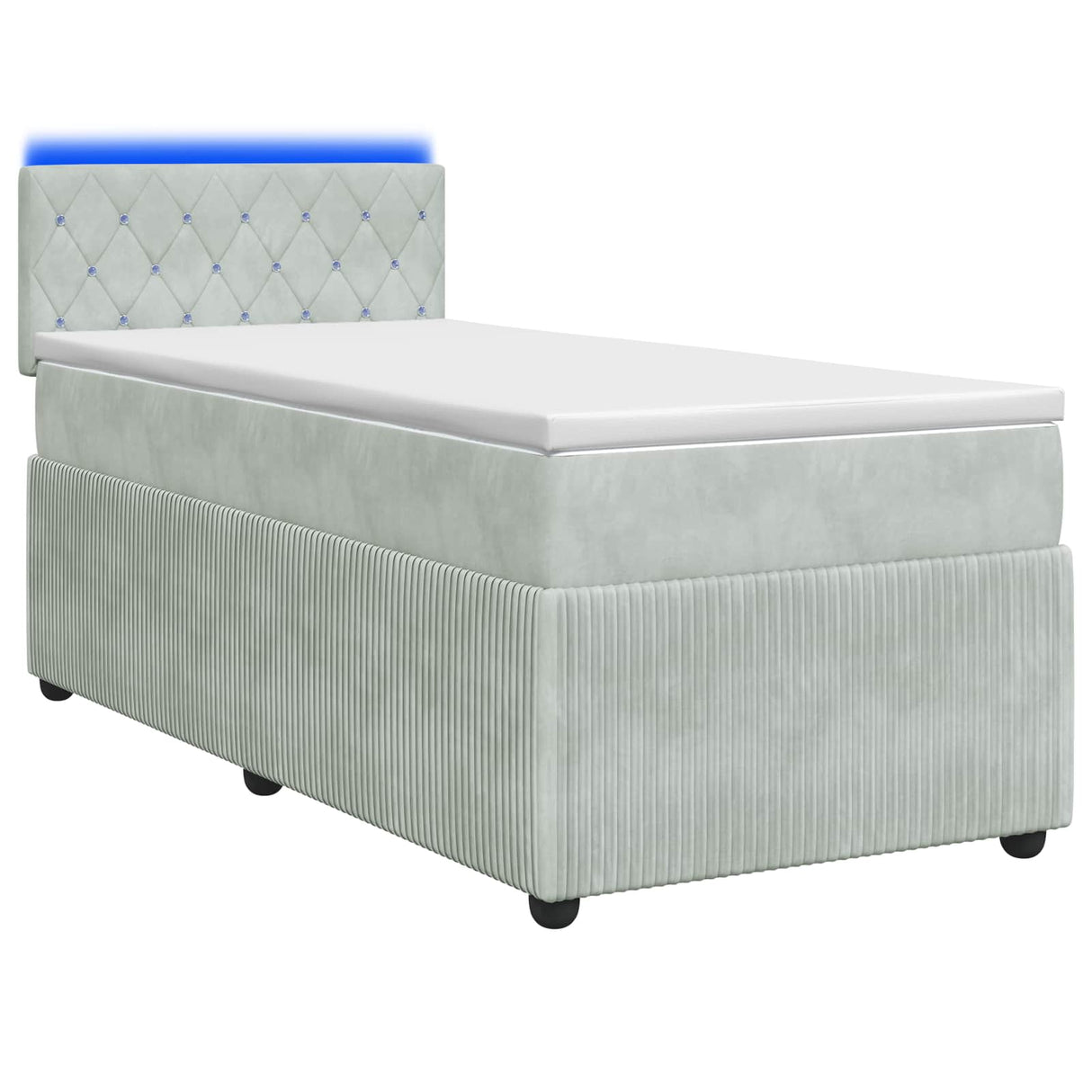 vidaXL Boxspringbed met matras en LED Lichtgrijs 90 x 190 cm Fluweel