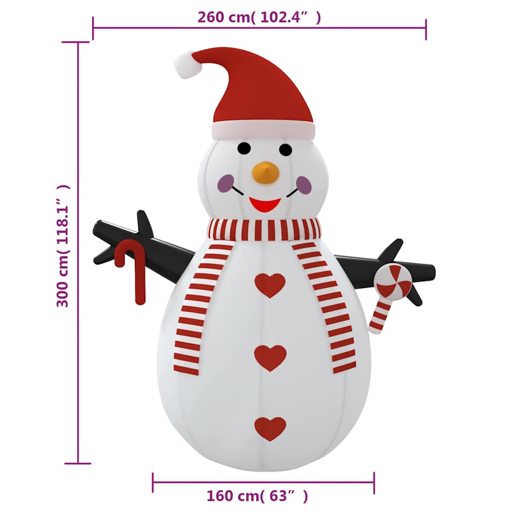 vidaXL Opblaasbare sneeuwman met LED’s 300 cm