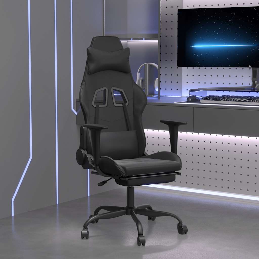 vidaXL Massage Gaming Chair Faux Leather Black and Blue