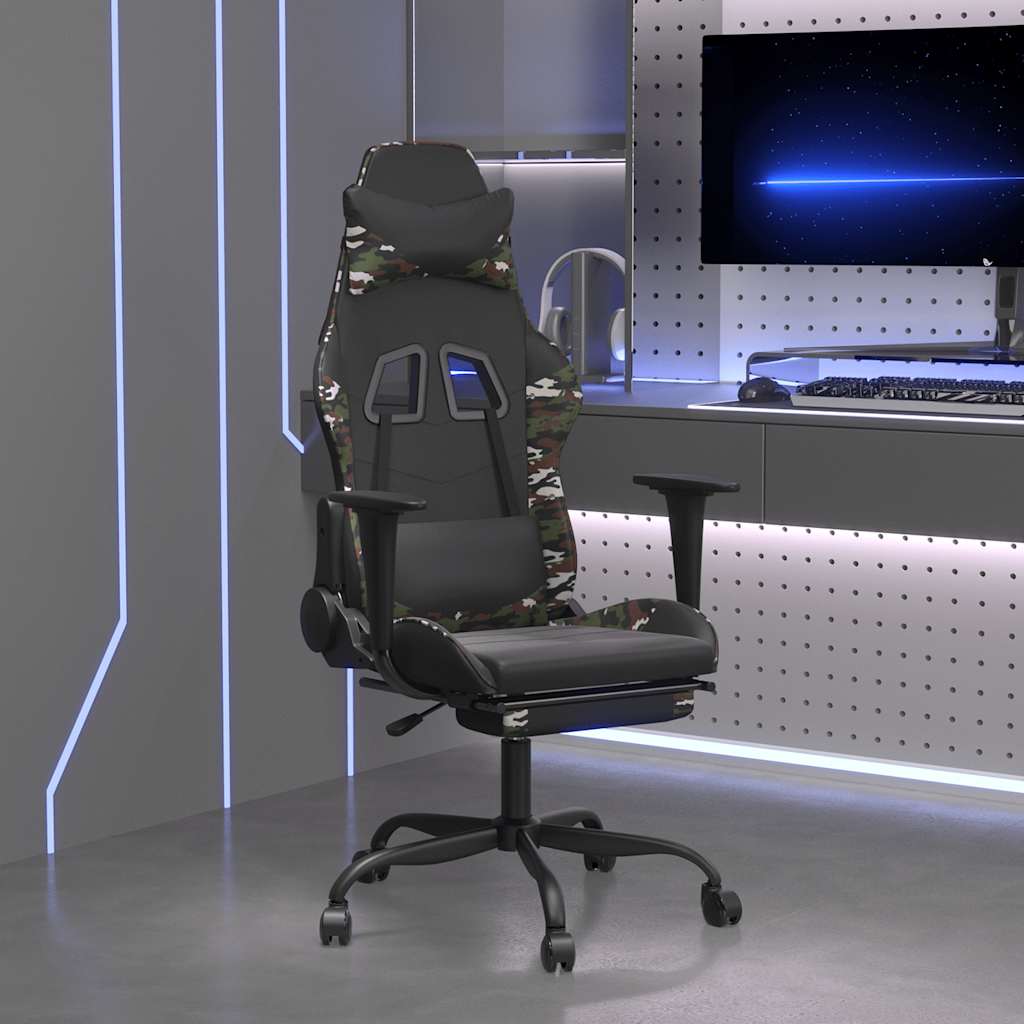 vidaXL Massage Gaming Chair Faux Leather Black and Blue