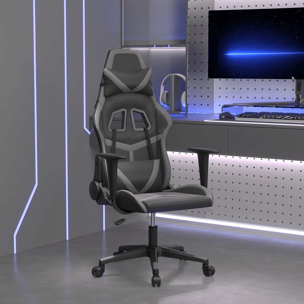 vidaXL Massage Gaming Chair Faux Leather Black and Blue