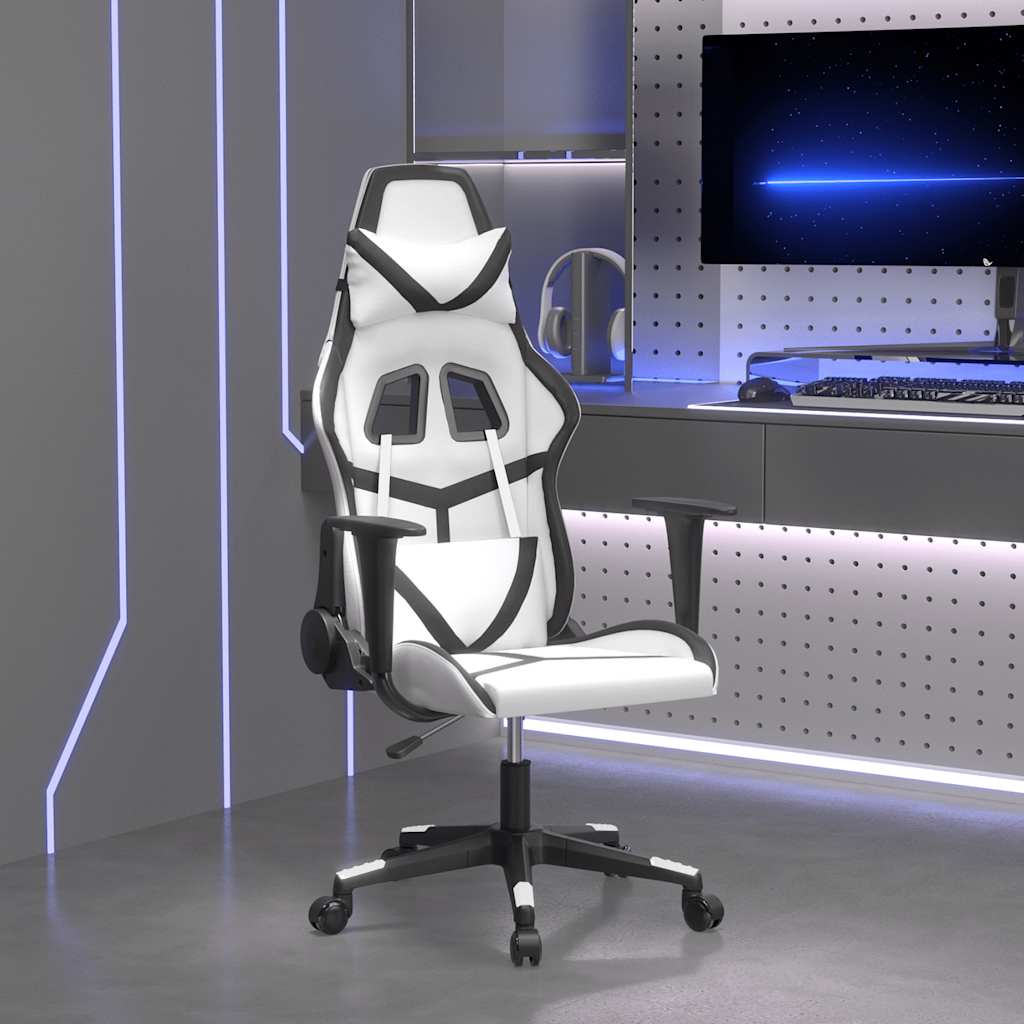 vidaXL Massage Gaming Chair Faux Leather Black and Blue