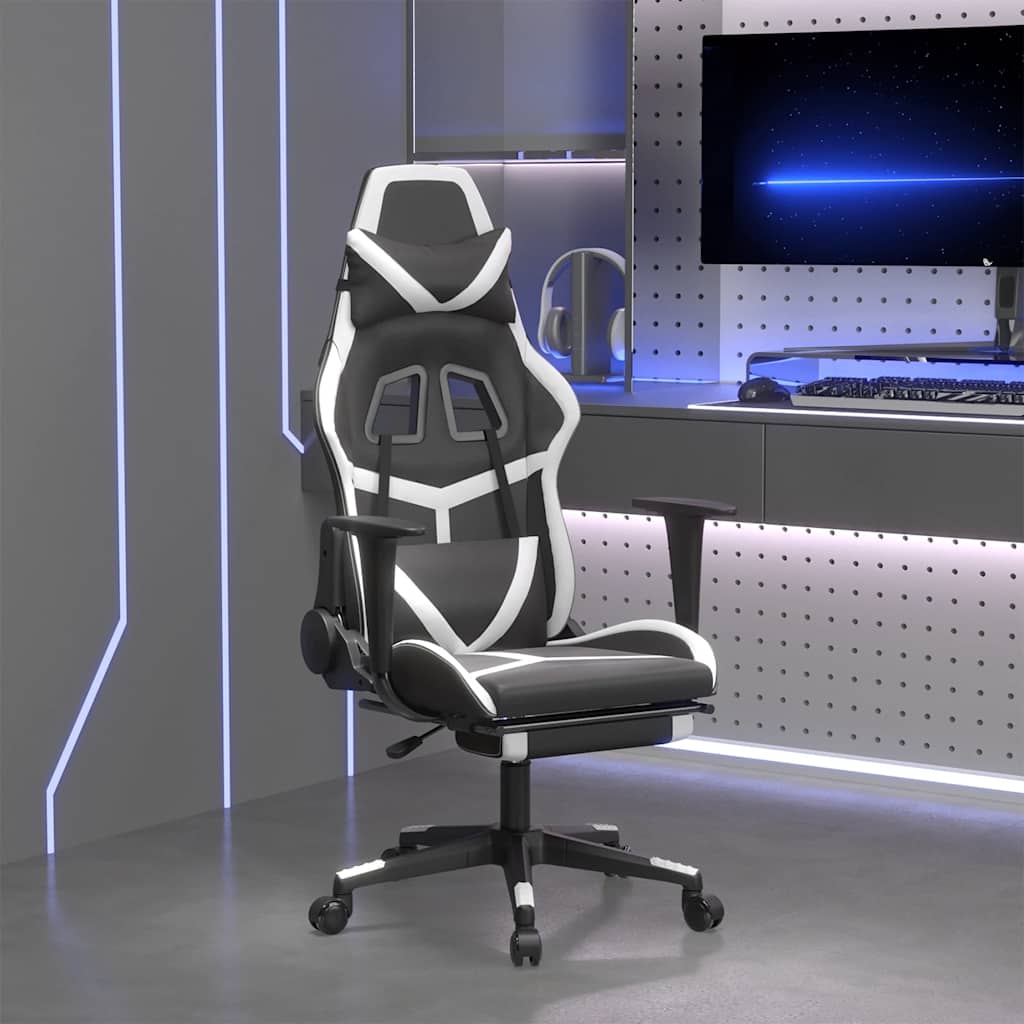 vidaXL Massage Gaming Chair Faux Leather Black and Blue