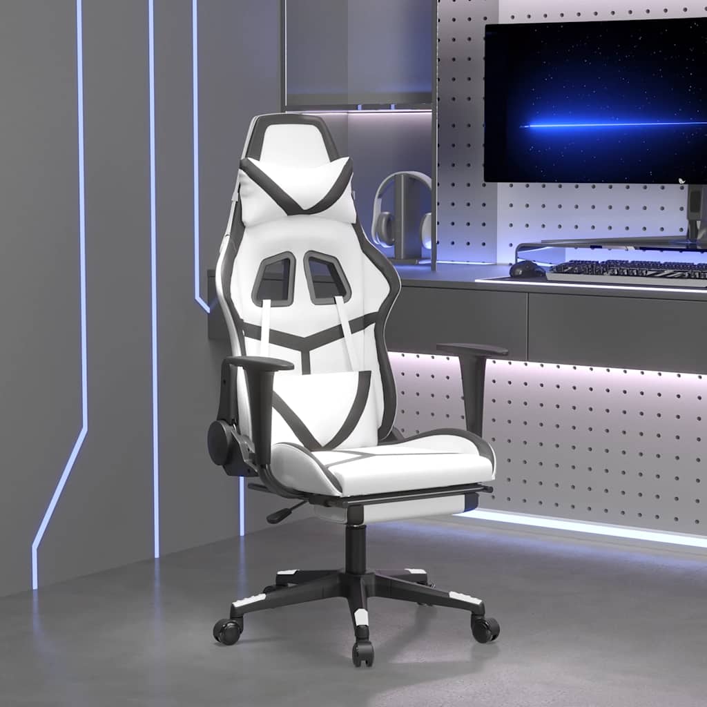 vidaXL Massage Gaming Chair Faux Leather Black and Blue