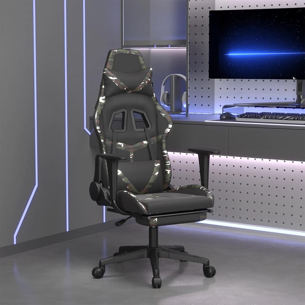 vidaXL Massage Gaming Chair Faux Leather Black and Blue