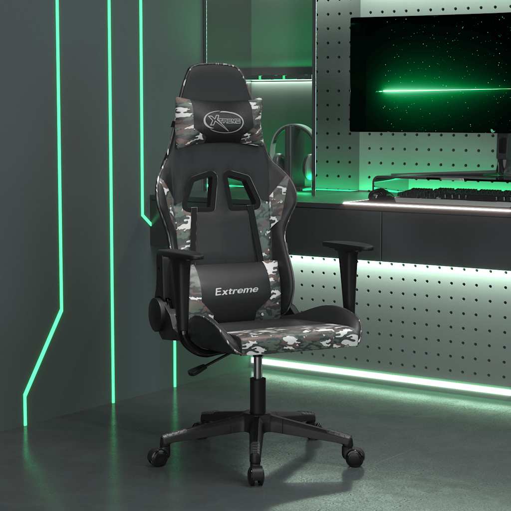 vidaXL Massage gamestoel kunstleer zwart en blauw