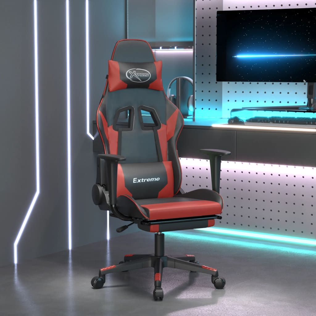 vidaXL Massage gamestoel kunstleer zwart en blauw