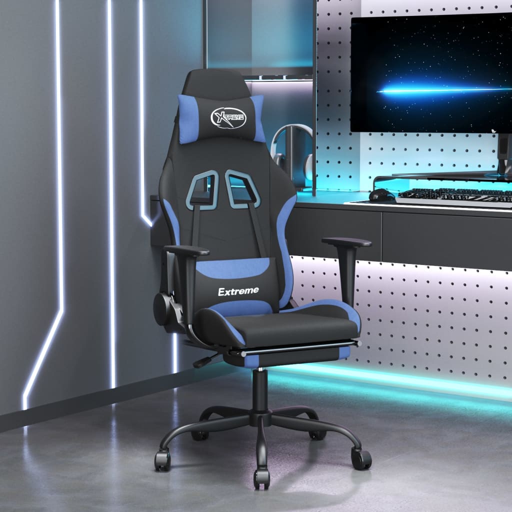 vidaXL Massage Gaming Chair Fabric Black and Cream