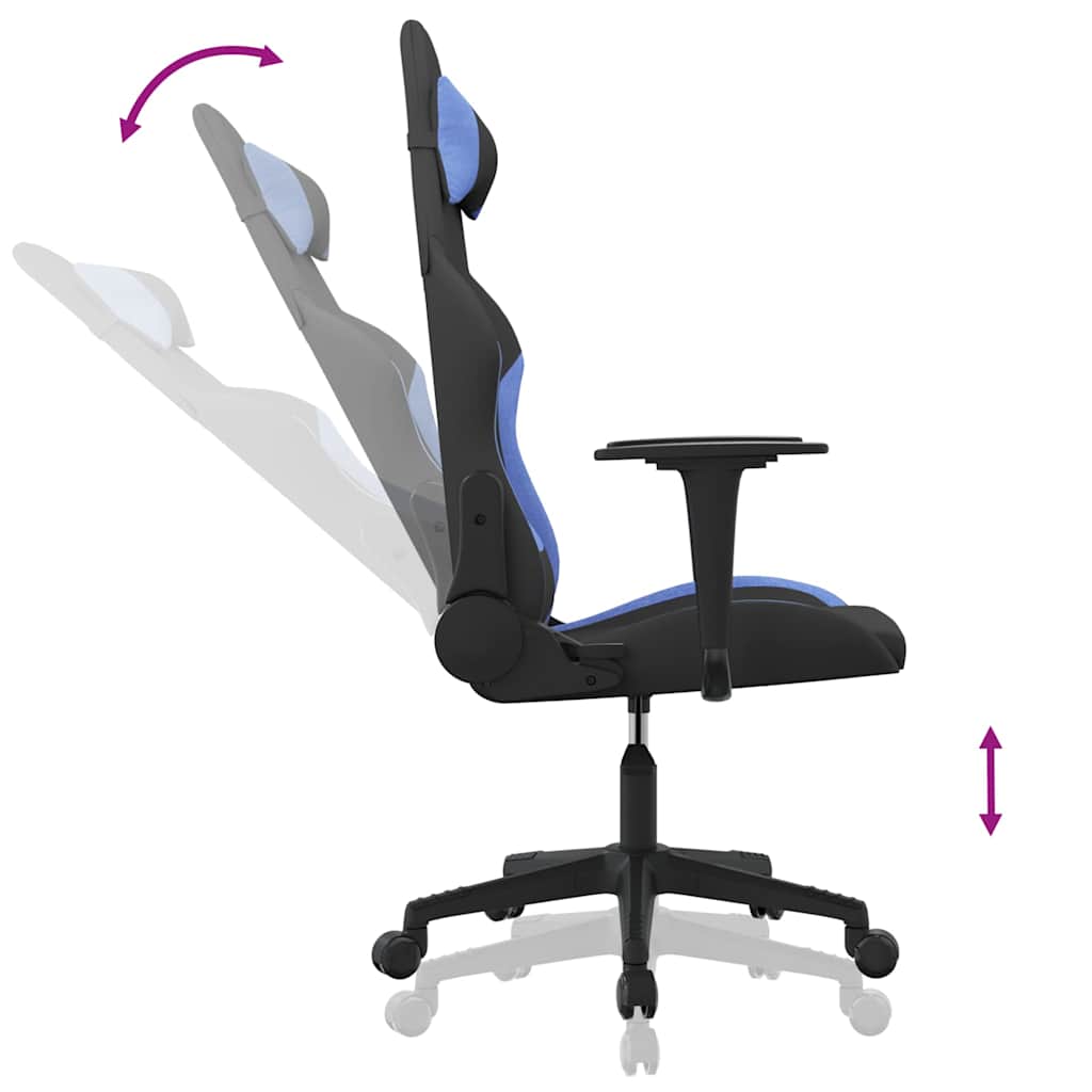 vidaXL Massage gamestoel stof zwart en crèmekleurig