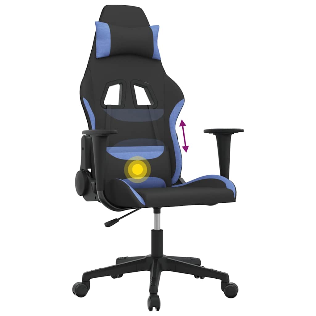 vidaXL Massage gamestoel stof zwart en crèmekleurig