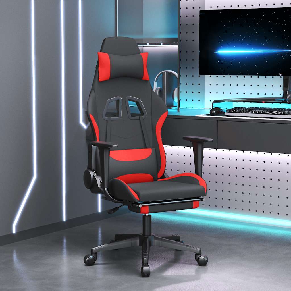 vidaXL Massage gamestoel stof zwart en crèmekleurig