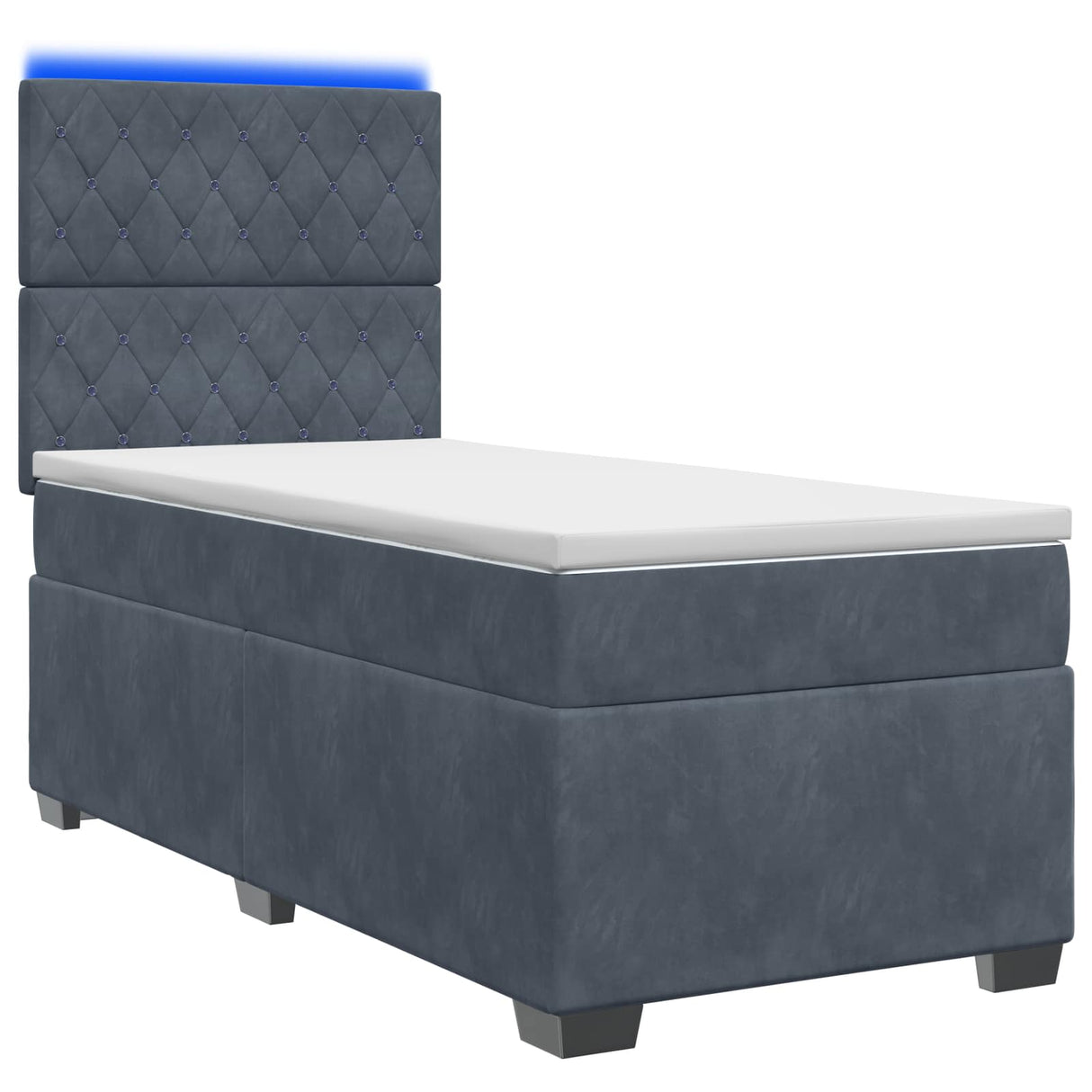 vidaXL Boxspringbed met matras en LED Donkergrijs 90 x 190 cm Fluweel