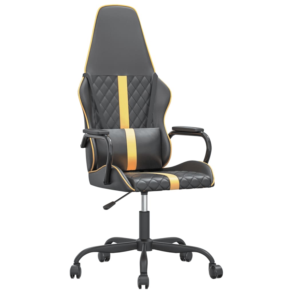 vidaXL Massage gamestoel kunstleer zwart en blauw