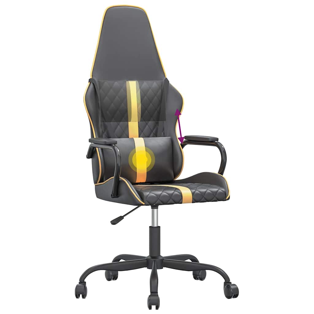 vidaXL Massage gamestoel kunstleer zwart en blauw