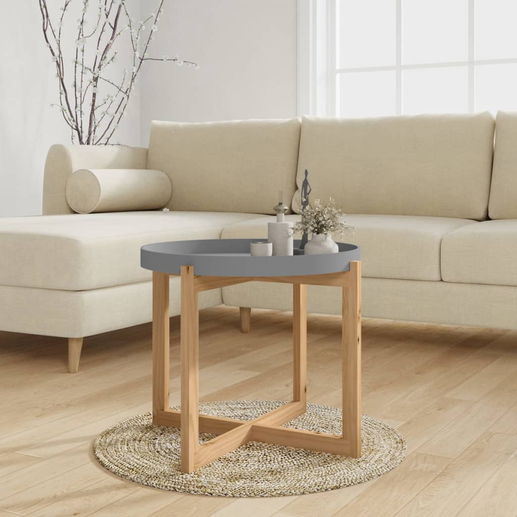 vidaXL Salontafel 53x53x43,5 cm bewerkt hout en grenenhout grijs