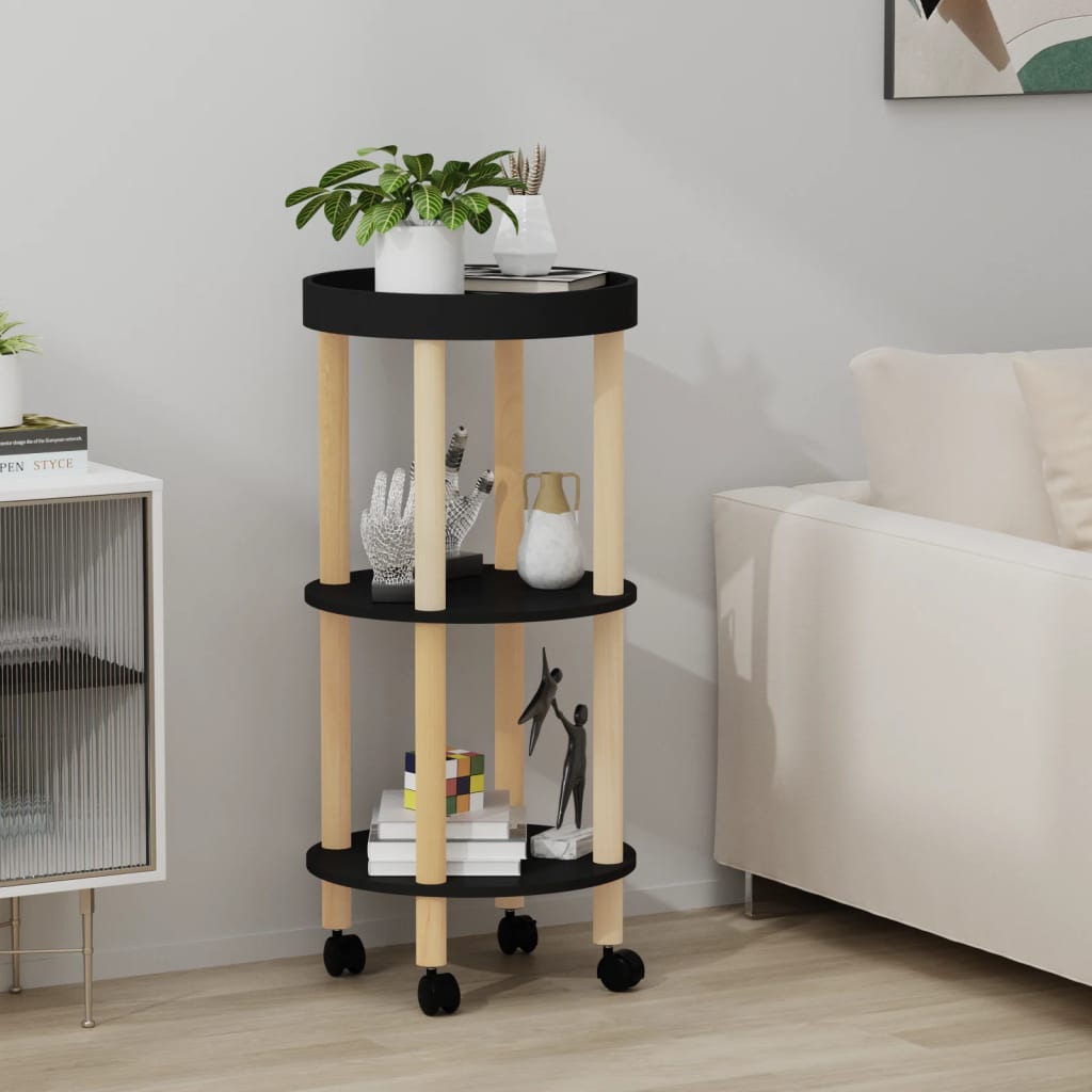 vidaXL Trolley 38x38x82 cm bewerkt hout en massief grenenhout wit