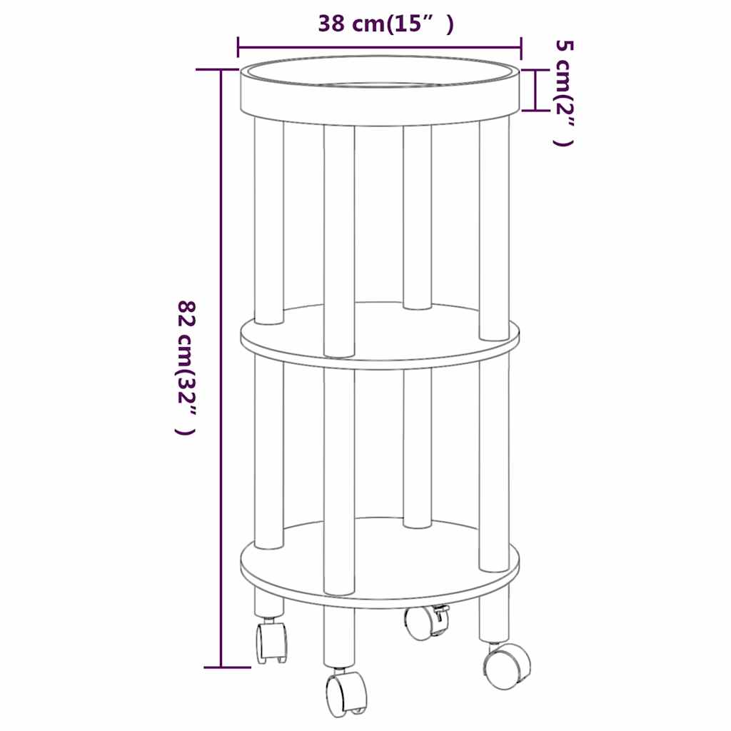 vidaXL Trolley 38x38x82 cm bewerkt hout en massief grenenhout wit
