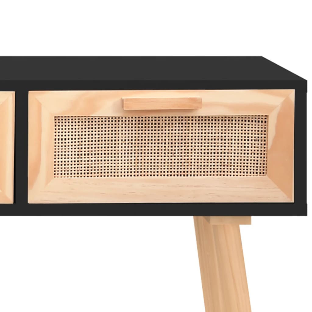 vidaXL Wandtafel 105x30x75 cm massief grenenhout en natuurlijk rattan