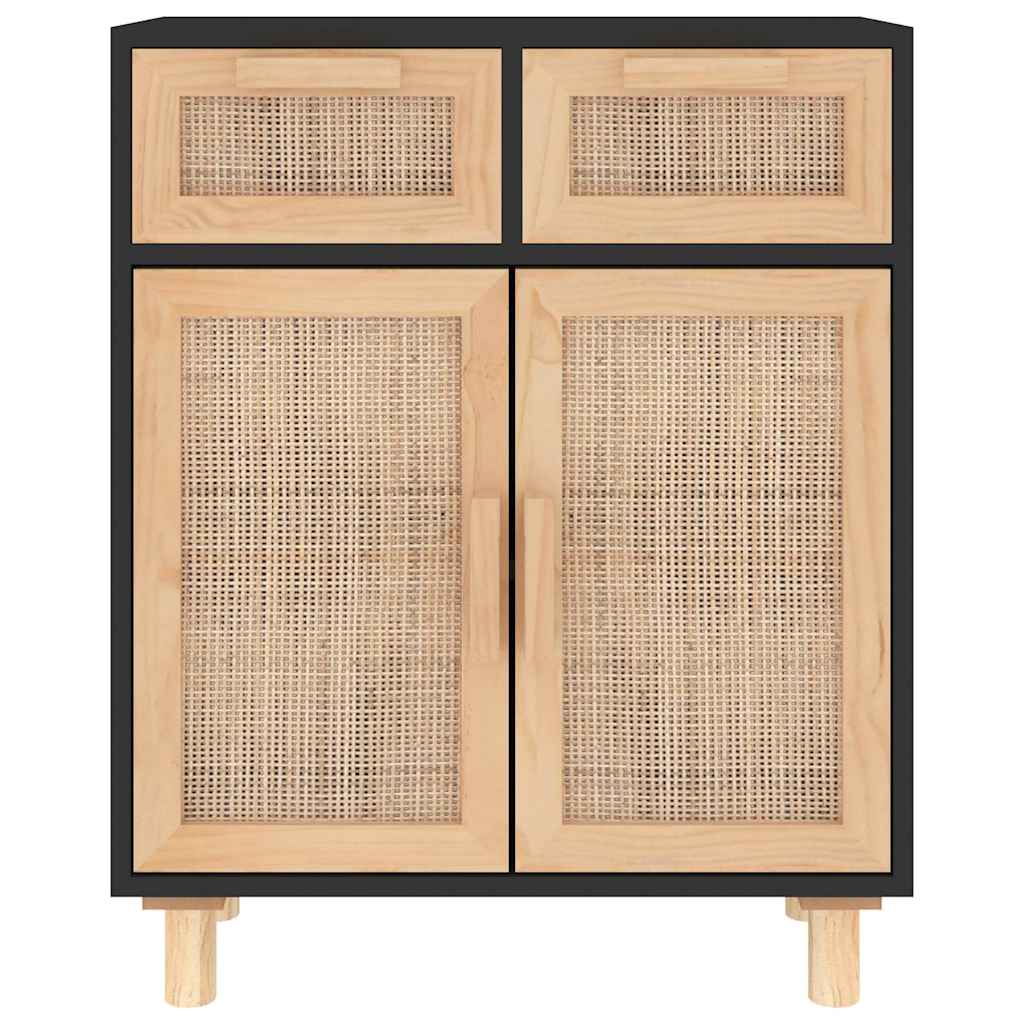 vidaXL Dressoir 60x30x75 cm massief grenenhout en rattan wit
