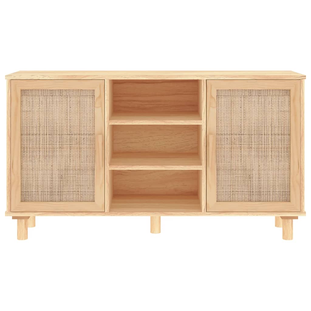 vidaXL Dressoir 105x30x60 cm massief grenenhout en rattan wit