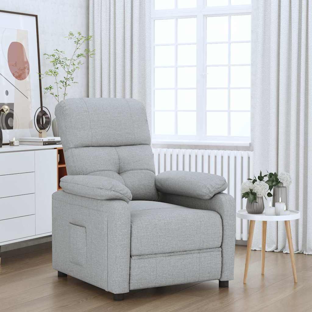 vidaXL Fauteuil verstelbaar stof lichtgrijs