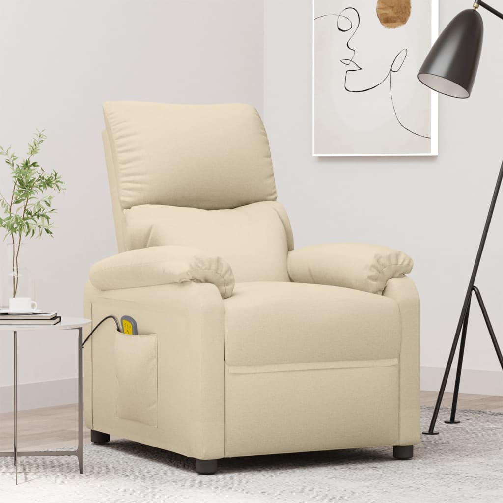 vidaXL Massagestoel stof crèmekleurig