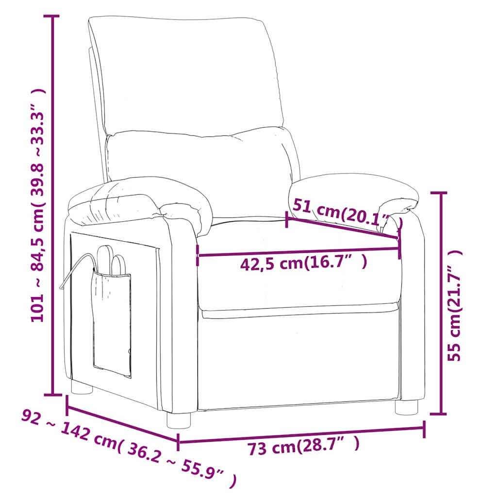 vidaXL Massagestoel stof crèmekleurig