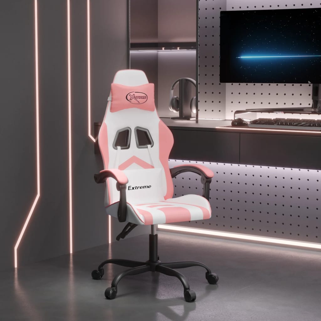 vidaXL Gamestoel draaibaar kunstleer zwart en blauw