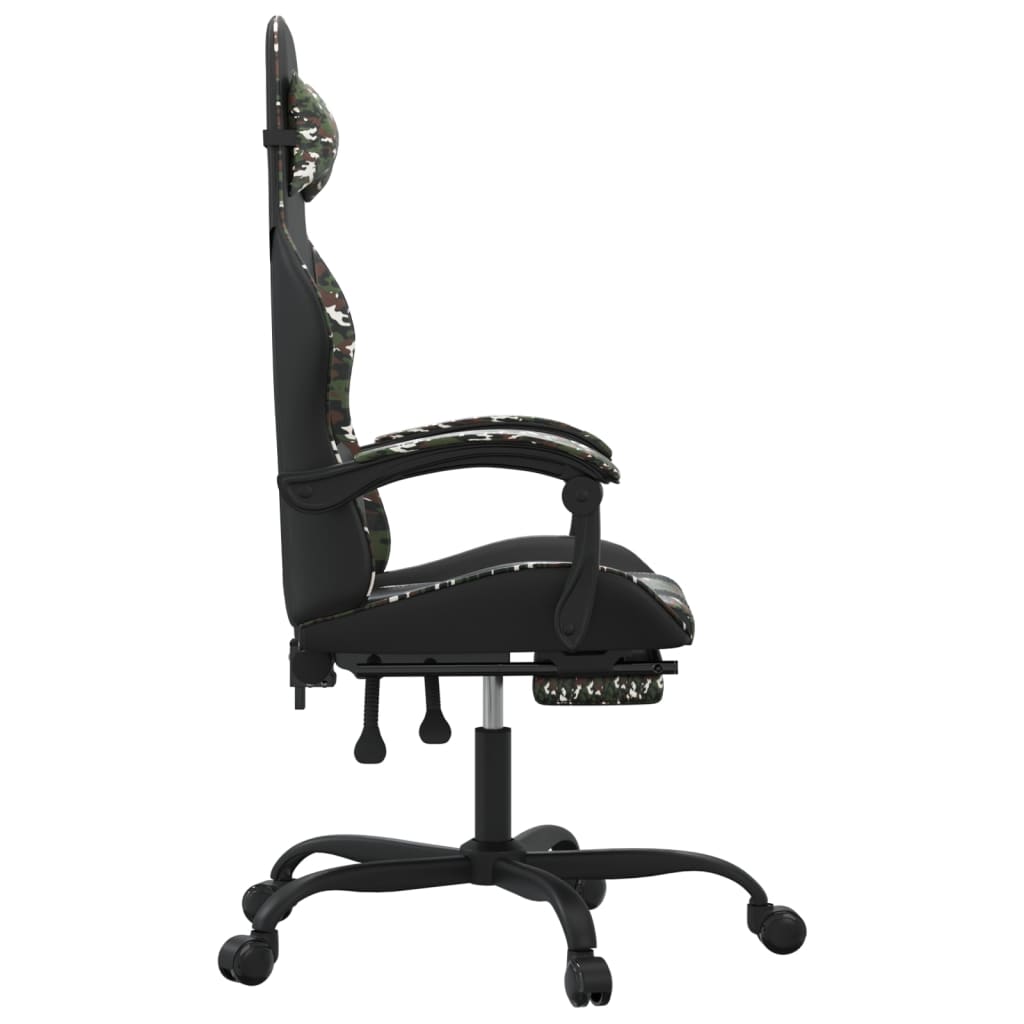 vidaXL Gamestoel draaibaar kunstleer zwart en blauw