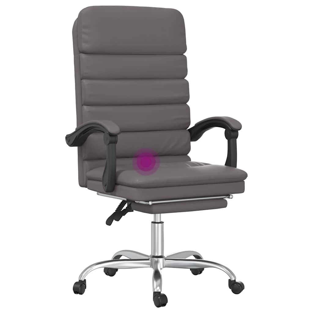 vidaXL Massage Relaxfauteuil voor op kantoor grijs kunstleer