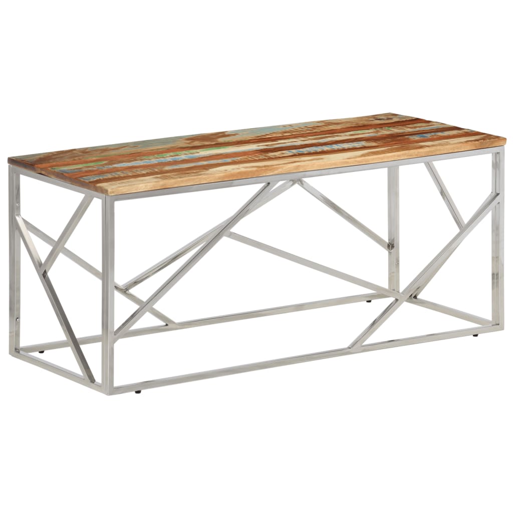 vidaXL Salontafel roestvrijstaal en gehard glas zilverkleurig