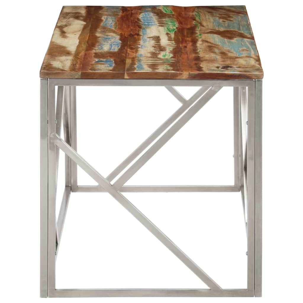 vidaXL Salontafel roestvrijstaal en gehard glas zilverkleurig