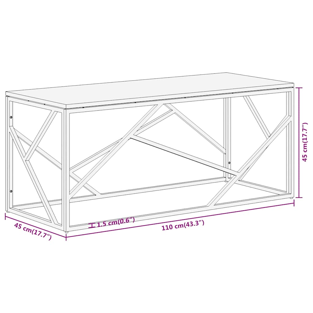 vidaXL Salontafel roestvrijstaal en gehard glas zilverkleurig